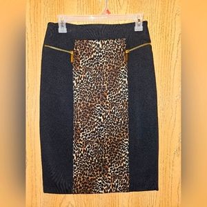 MICHAEL Michael Kors Black/Animal Print Pencil Skirt, size 4